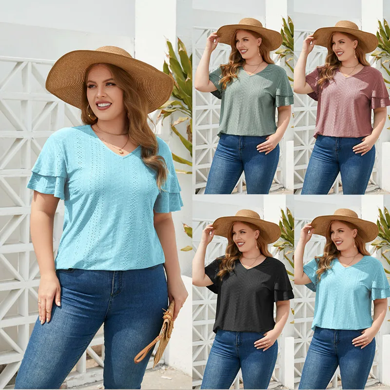 XL-4XL Plus Size Women Fashion Office Lady Street T-Shirts Summer Short Sleeve Loose Casual Tops Solid Color Tee AliExpress