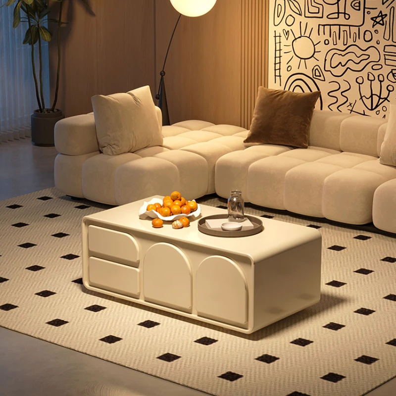 

Кремовый стиль, дневной столик для телевизора, домашний квадратный кофейный столик для маленькой квартиры во французском стиле