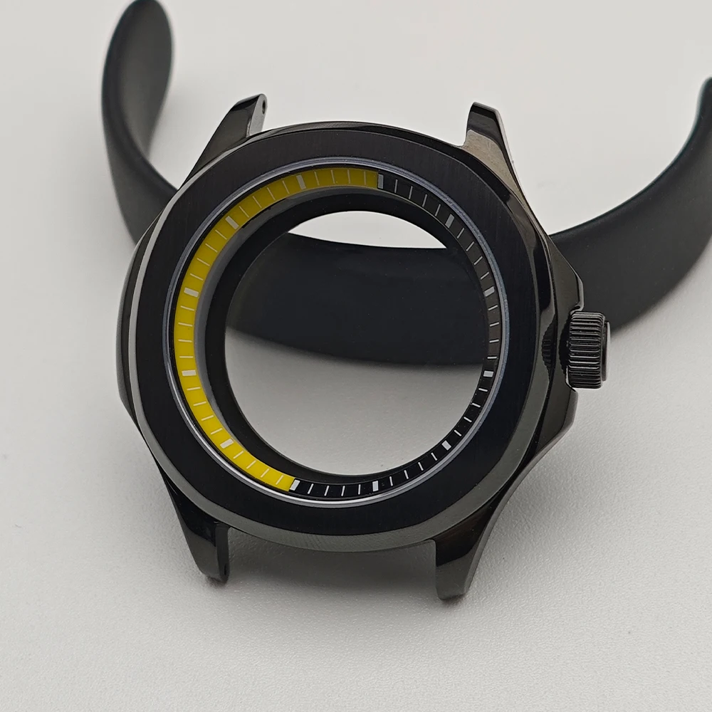 Black Steel Watch Case with Chapter Ring and Sapphire Glass, 39.5mm