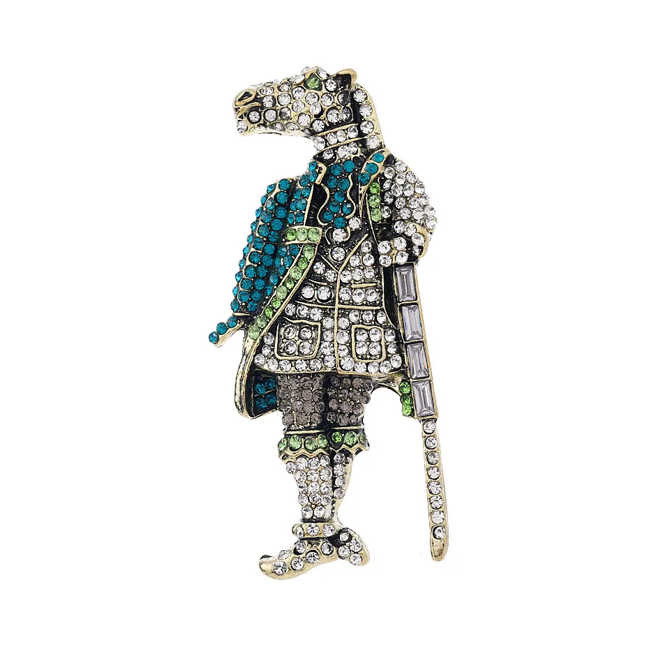 

Creative diamond studded human horse knight brooch temperament animal men's suit formal clothing accessories