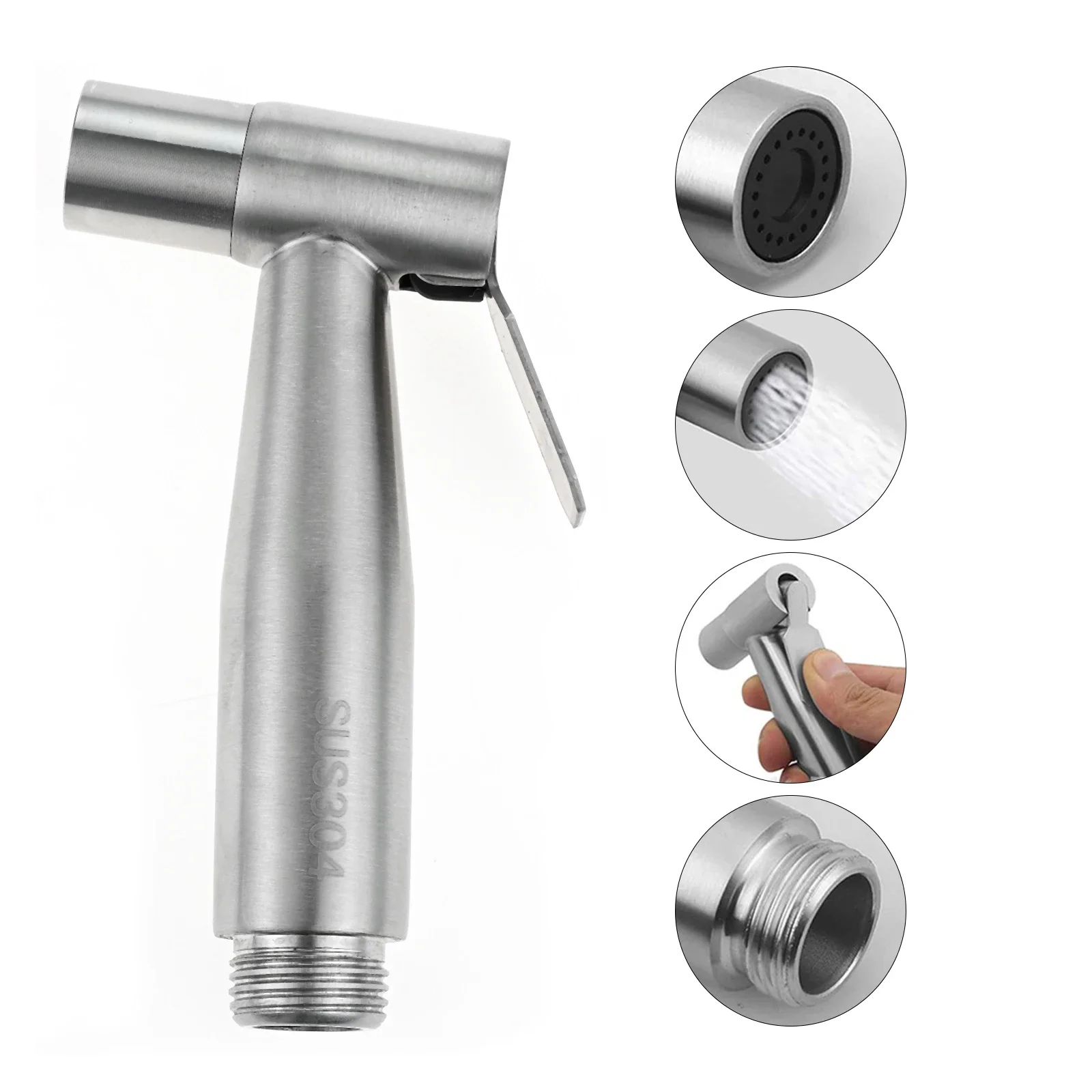 1Pc Bidet Spray Head 304 Stainless Steel Toilet Bidet Spray Gun Set Booster Nozzle Bathroom Cleansing Toilet Flusher 65 X 120mm stainless steel toilet hand held bidet faucet sprayer bidet set spray gun toilet spray for bathroom self cleaning shower head