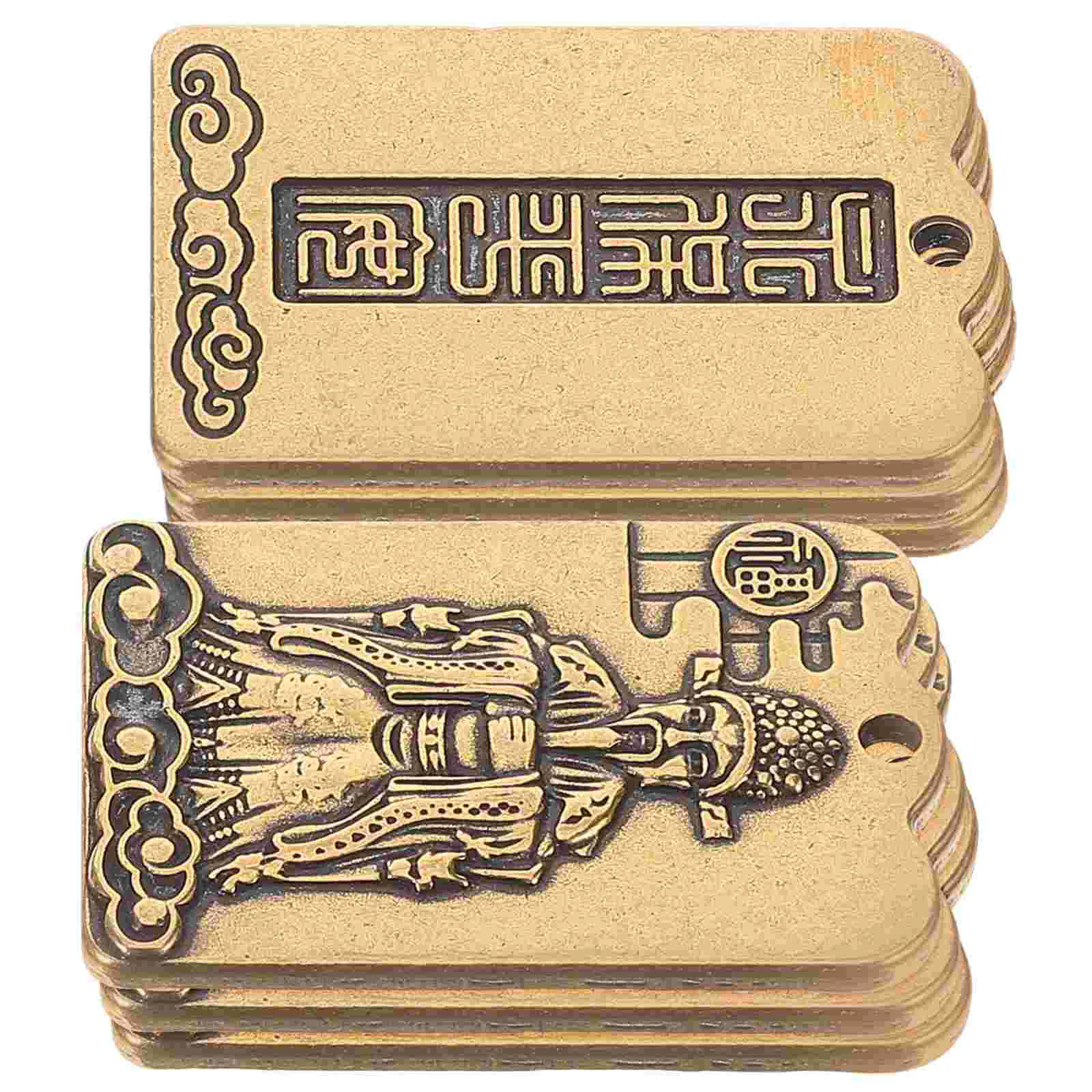 

6 Pcs Jewelry God of Wealth Pendant Retro Charms Material Key Earring for DIY Brass