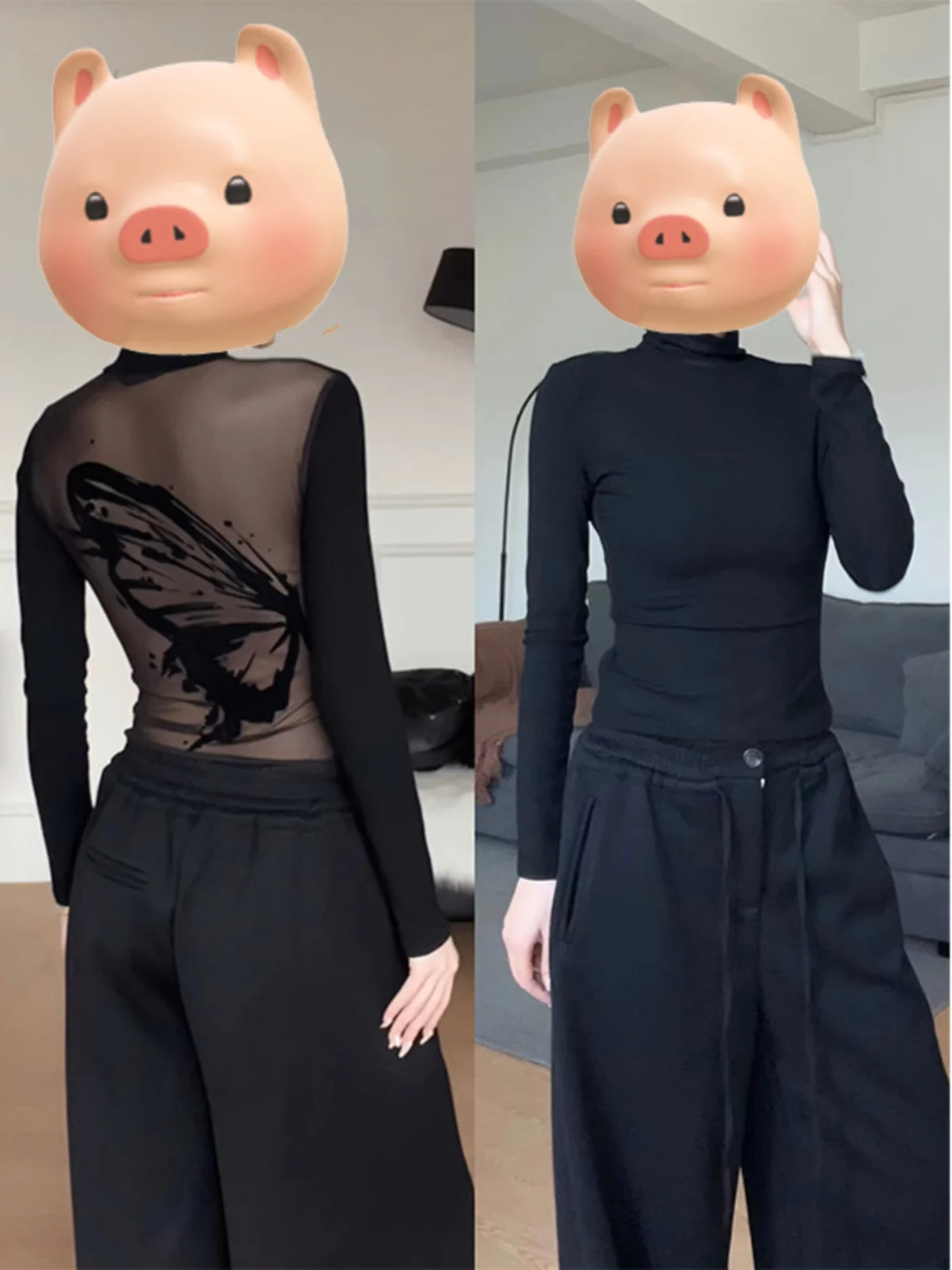 Bla High Collar Printed Base irt Women's Autumn Winter Tight Spicy Girl Inner Wear Can Be Worn outside Top Korean Sle C...