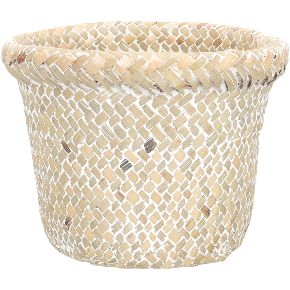 

Wastebasket Woven Storage Rattan Trash Small Can with Lid Toy Kitchen Draining Bedroom Paper Office Hampers