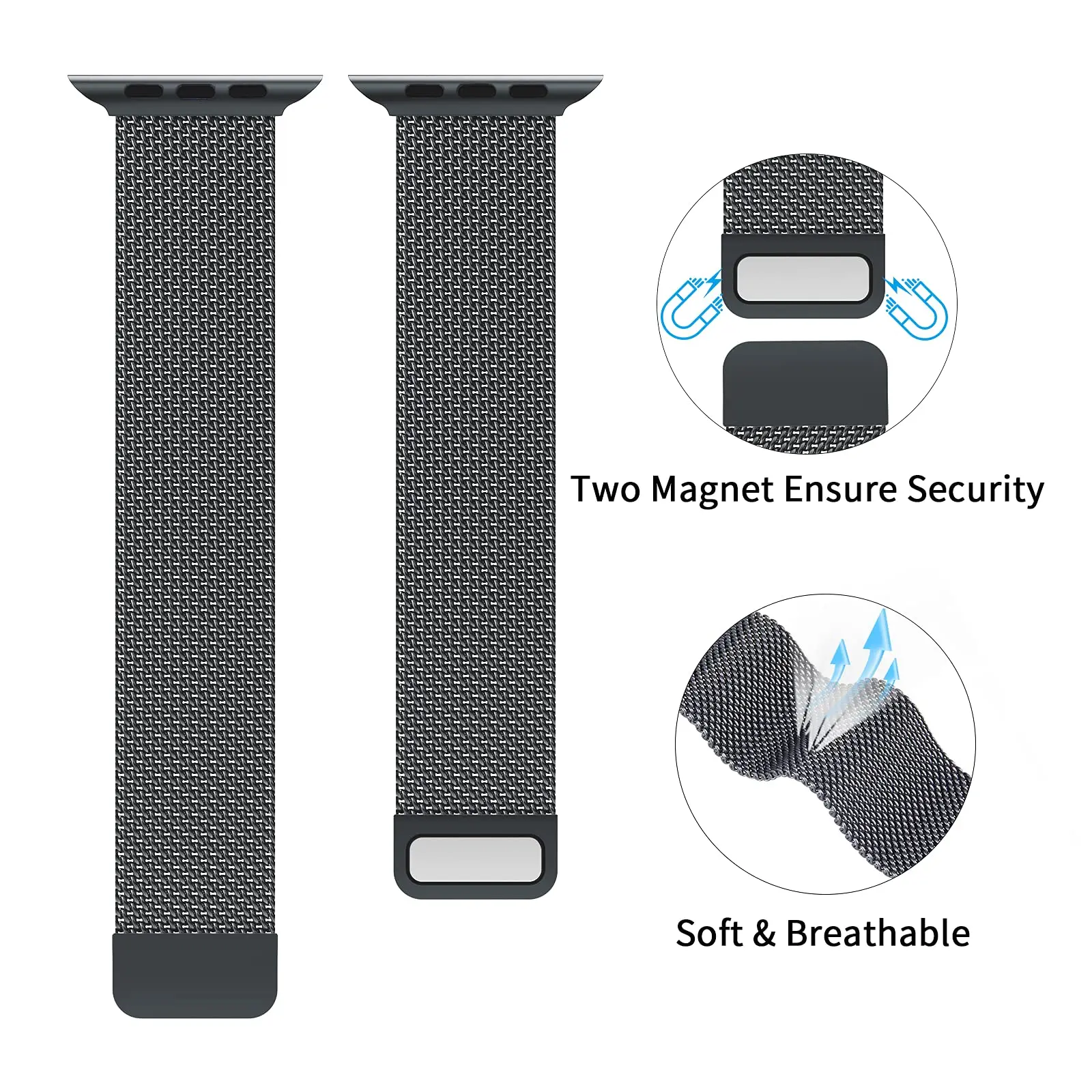 Magnetic Band Compatible with Apple Watch 45mm 44mm 42mm Adjustable Milanese Clasp Loop Strap for iWatch Series 7/6/5/4/3/2/1 SE
