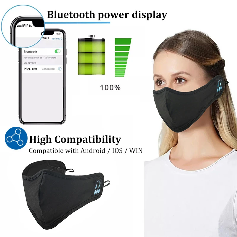 Winter Bluetooth Headphones Wireless Stereo Surround Headset Outdoor Sports Earphones USB Rechargeable Music Player with MIC