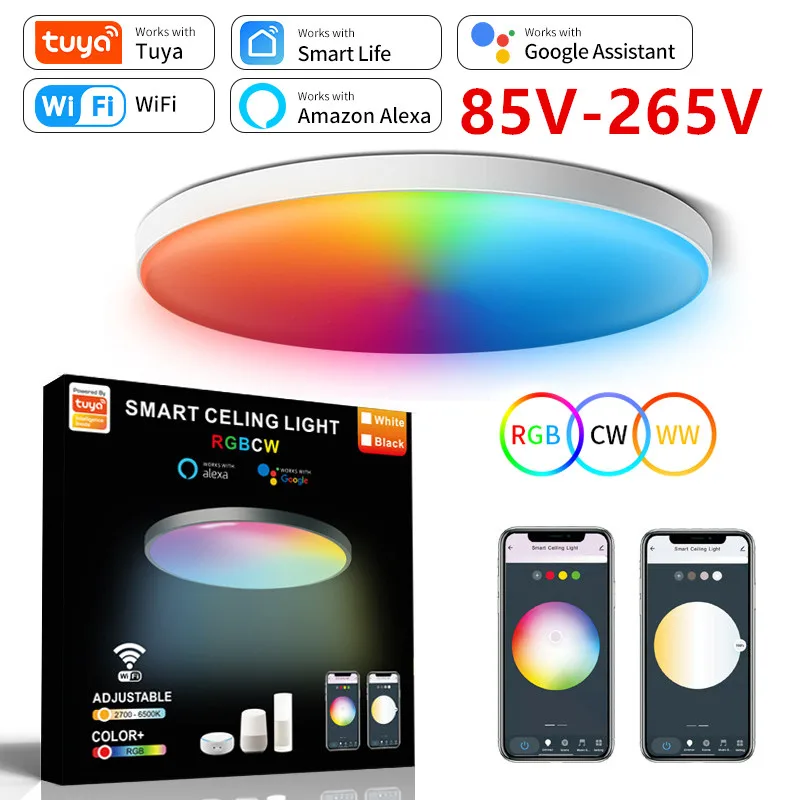 TUYA WiFi LED plafoniera moderna RGB CW WW lampade a sospensione intelligenti per plafoniere 24W 36W Decor camera da letto APP controllo vocale Alexa