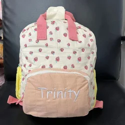 Custom Name Schoolbag Laptop Bookbag Insulated Strawbreey Girls School Backpack Tote Bag Purse Teens Boys Kids