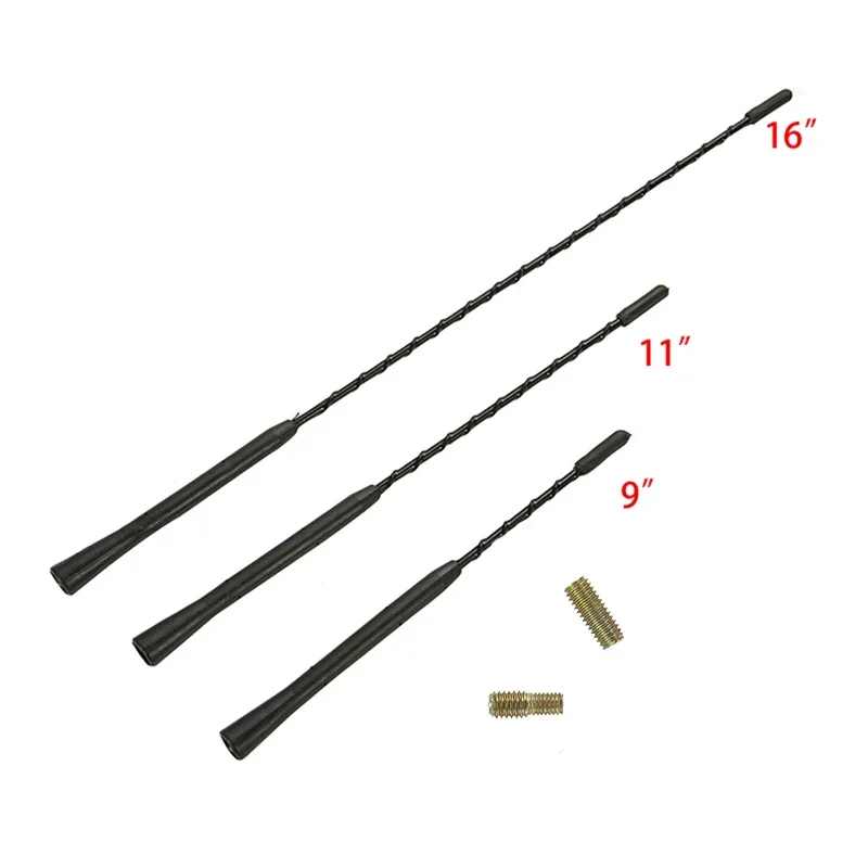 9/11/16 pouces universel voiture Anti-bruit Flexible toit mât fouet stéréo Radio FM/AM Signal antenne amplifiée avec deux vis