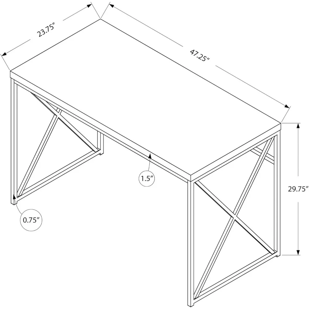 stylish industrial metal writing desk for home and office, 48" length, black and chrome frame