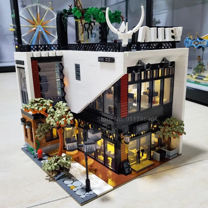 Street View Blooms Armi Modulari Museo Cinema Boutique Hotel Negozio Di Giocattoli Afol Square Sanctorum Christmas Building Block Gift