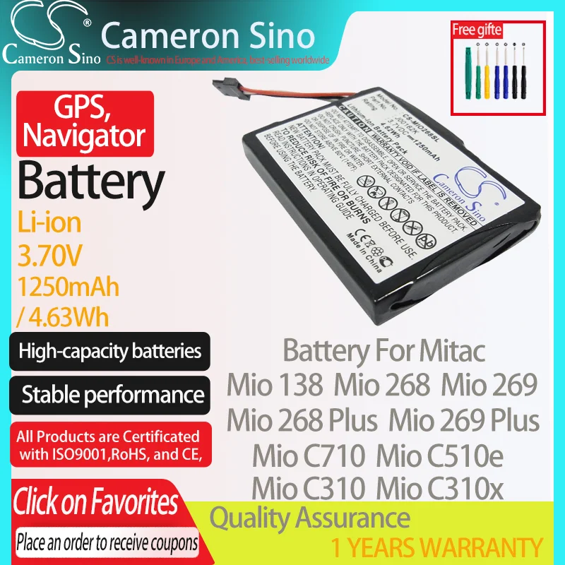 Batteria Cameronsino Per Mitac Mio 138 Mio 268 Mio 268 Plus Mio 269 Mio 269 Plus Mio 269 Plus Mio C510E Gps, Batteria Navigatore