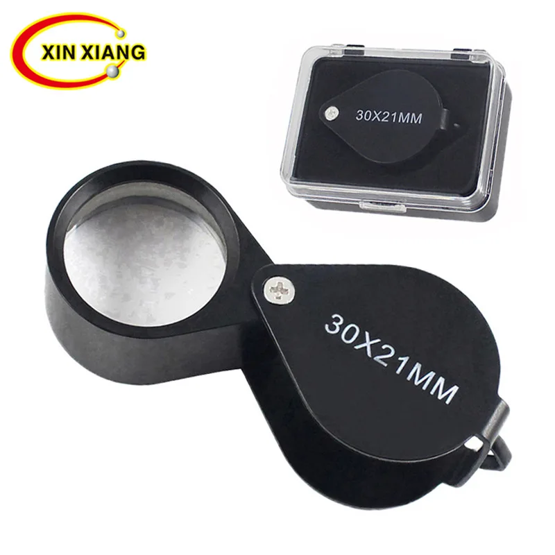 30X Jewelers Loupe Magnifying Glass with Light, Jewelry Magnifier Eye Loop, Metal Pocket Magnifying Glass for Jewelry, Plants, Diamonds, Gems, Coins