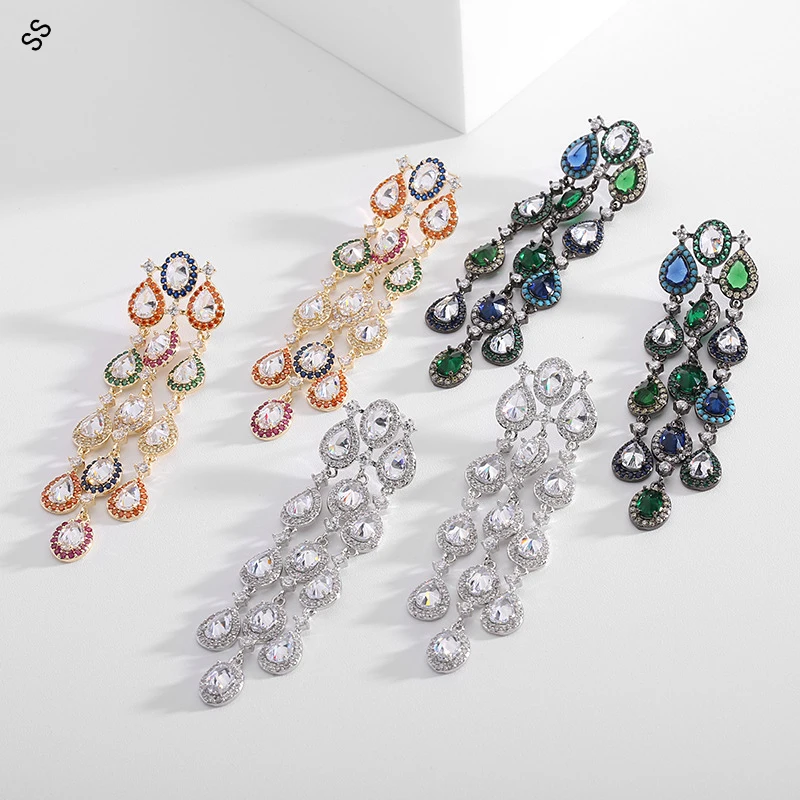 

Heavy Hand Inlaid Zircon Ladies Fashion Earrings for Clothing Match