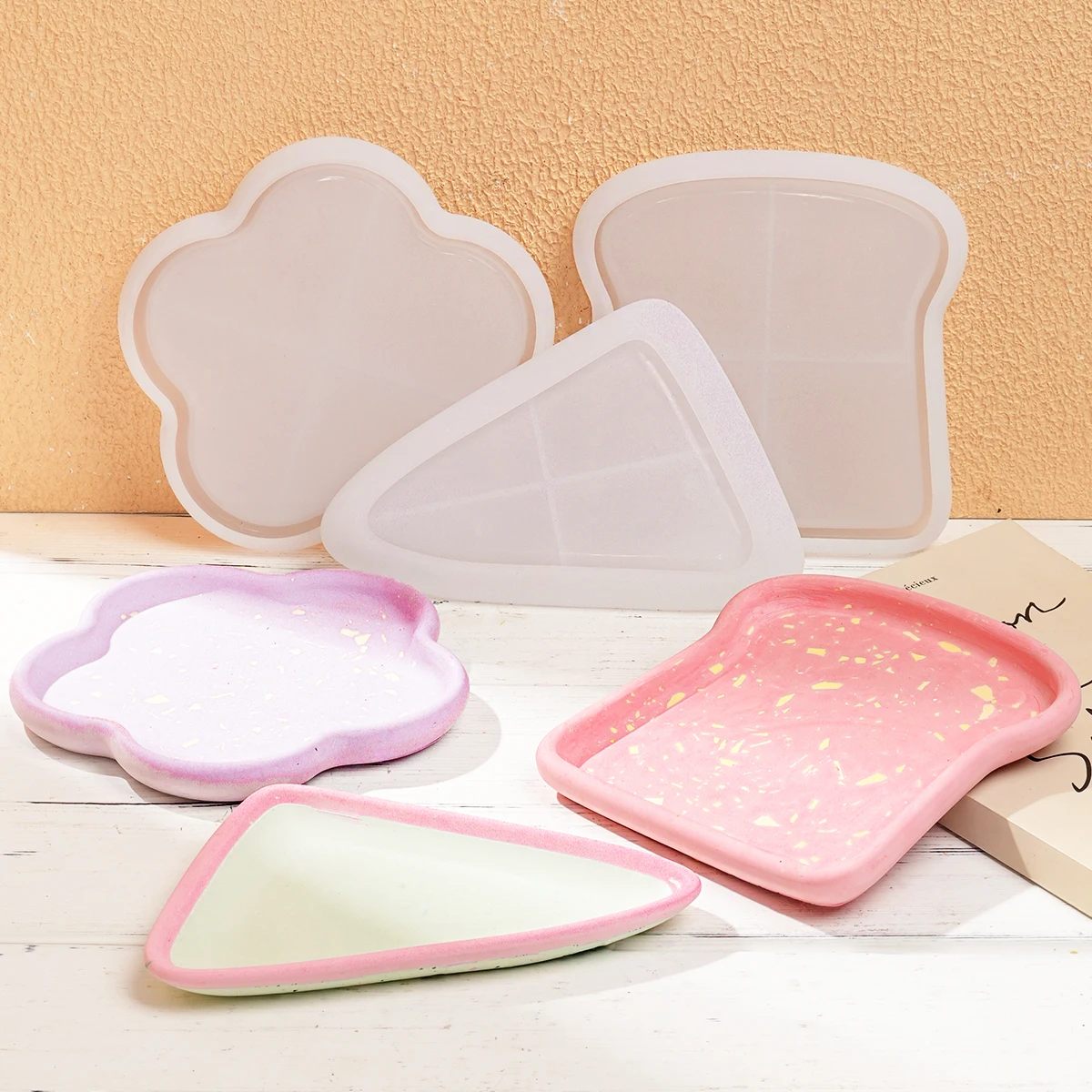 Silicone Mold Cheese Tray Plum Blossom Shape DIY Sandwich Kitchen Storage Plate Gypsum Drop Gum Resin Mould Home Decor Crafts