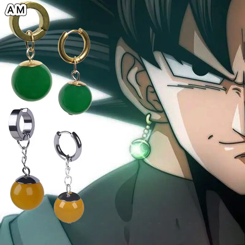 Pendientes de Potara de Dragon Ball Z para hombre y mujer, aretes de