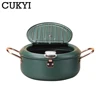 2.2L/3.4L Japanese style deep fryer Gas Tempura Chicken French fries Fryer Stainless Steel Cooking pot boiler with Thermometer 4