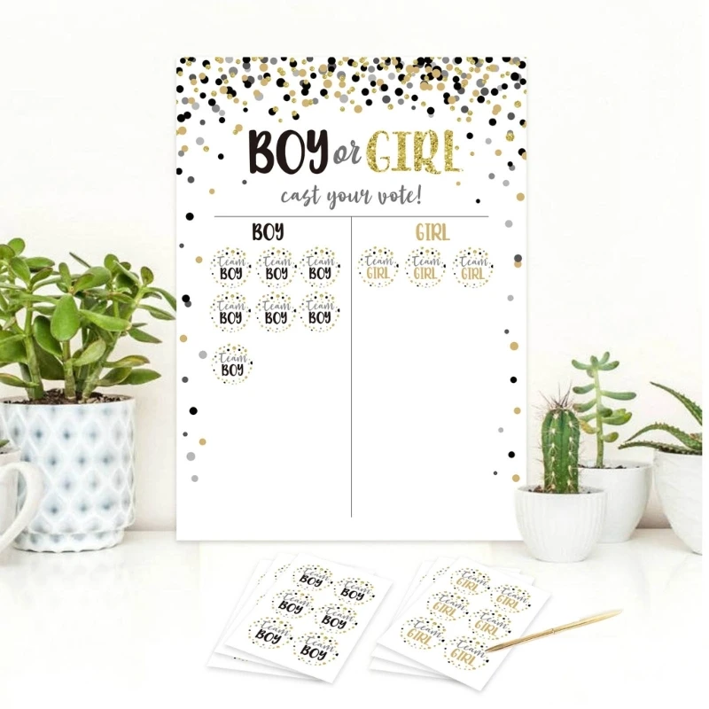 

Gender Reveal Party Supplies Poster with Team Boy Girl Stickers for Baby Shower Gender Announcement Party Accessories