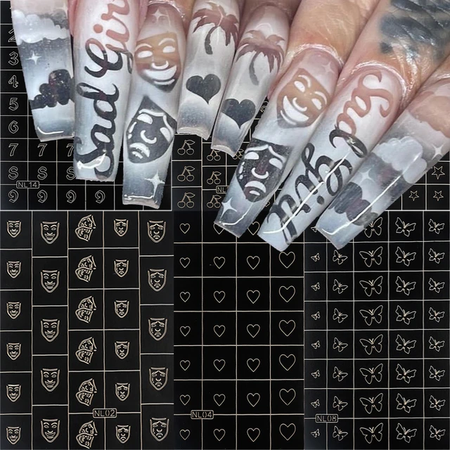 Love Airbrush Nail Art Stencils Sticker Heart Butterfly Number Design  Prints Decals Template Airbrush Nail Salon Supply 1PCS - AliExpress