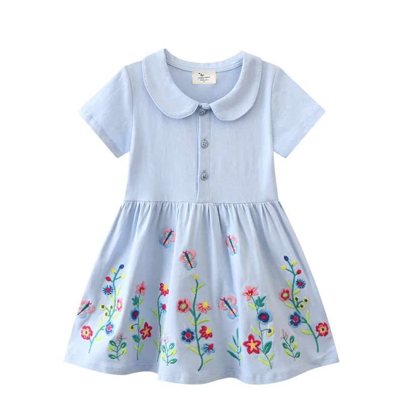 

2023 New Cotton Girls Clothes Summer Princess Dresses Short sleeve Kids Dress Party Baby Dresses for Children Clothing 3-8Y