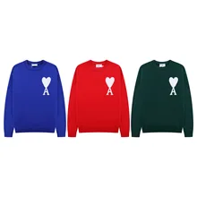 

2021 New AMI Alexandre Matiussi Hearts A Love Splicing Logo Simple Korean Fashion Spring Autumn Women Cotton Unisex Sweatshirt