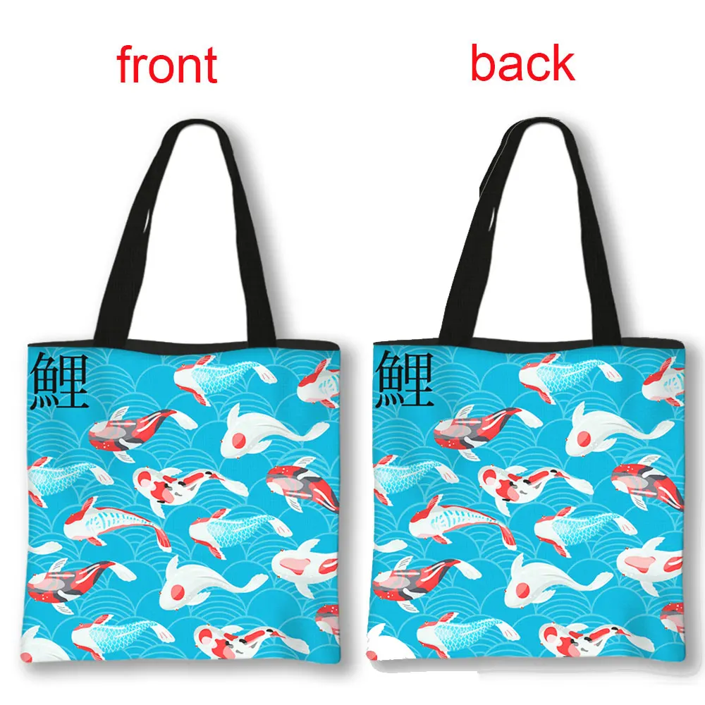 Tote Bag Japanese Fish, Canvas Shopping Bags