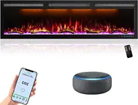 Wifi Enabled Electric Fireplace Embedded Wall Mounted 60 "electric Fireplace Heater Adjustable Flame Color Remote Touch Screen 1
