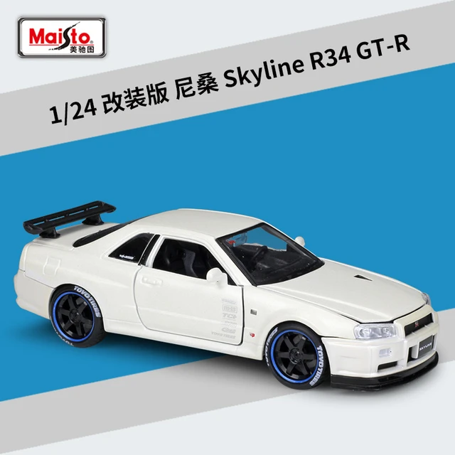 Maisto-Nissan Skyline R34 modelo de coche de aleación de GT-R, juguete de  colección artesanal, herramienta de fundición a presión, 1:24, Tokyo MOD