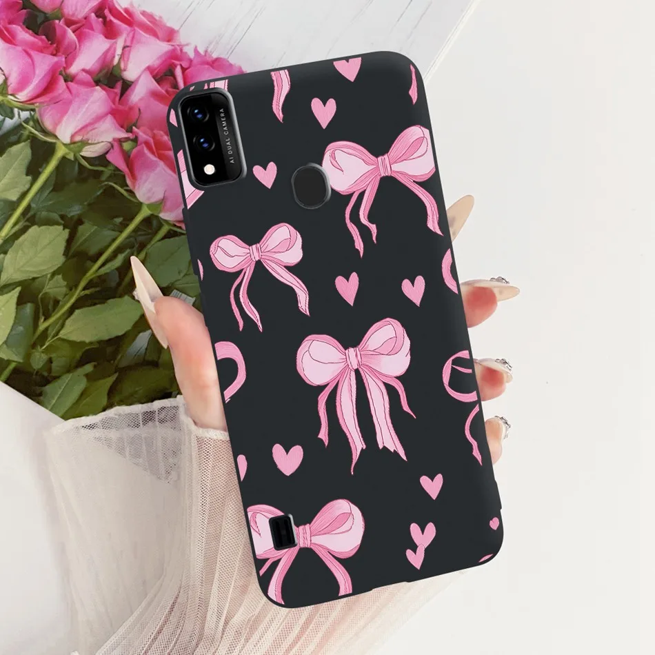 Charming Floral Butterfly Cat Black Silicone Phone Case
