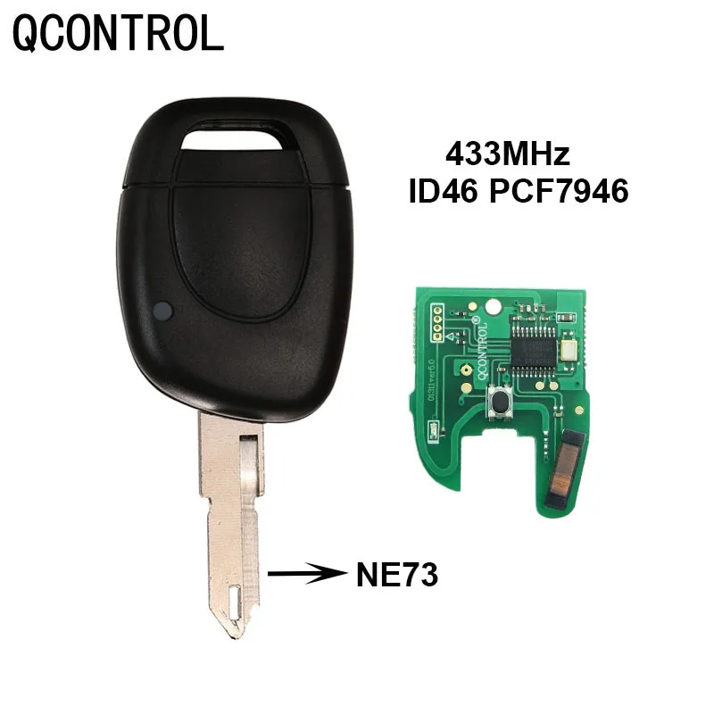 

QCONTROL 433MHz Car Remote Key Fit for Renault Master Kangoo Clio Twingo NE73 Blade PCF7946 Chip
