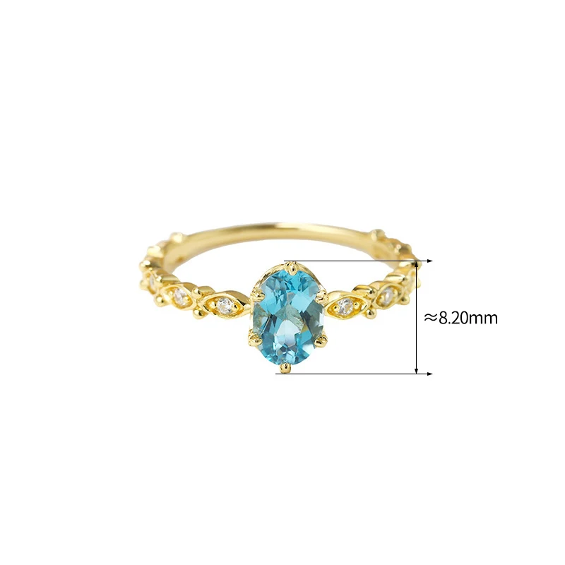 LAMOON Natural Topaz Rings For Women Gemstone Ring Blue Topaz 925 Sterling Silver K Gold Plated Wedding Engagement RI178 silver ring,wedding rings,silver rings,gold plated rings,gemstone ring,gold plated silver ring,natural stone ring