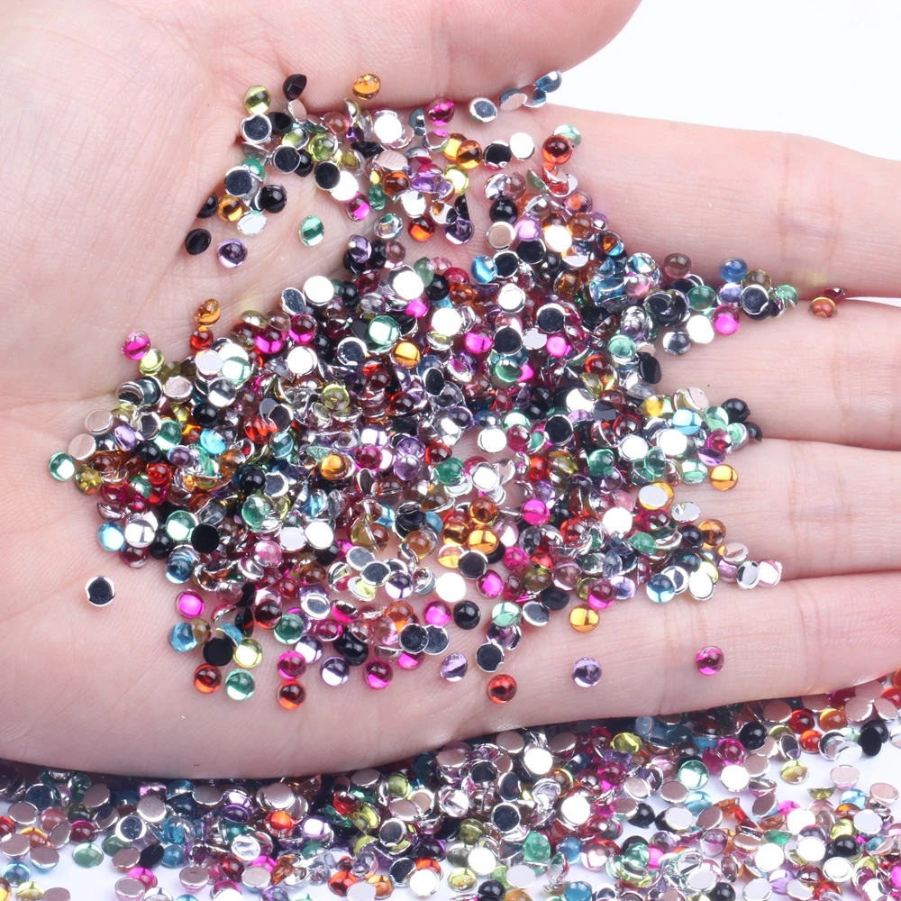 

Half Round Beads Facets Many Colors 3mm 300/2000pcs Flatback Glue On Acrylic Rhinestones DIY Craft Backpack Garment Accessories