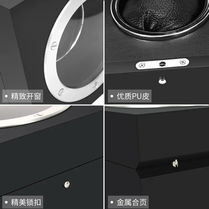 Luxury Watch Storage Box Handmade Black Lacquer PU Watch Bag Jewelry Boxes Acrylic Skylight Ring Storage Box Display Cabinet