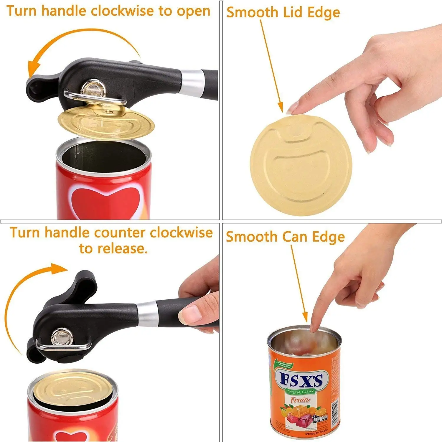 Safe Cut Can Opener, Smooth Edge Can Opener handheld, Food Grade Stainless  Steel Cutting Can Opener for Kitchen & Restaurant - AliExpress