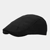 Summer Mens Beret Linen Peaked Cap Adjustable Newsboy Cap Breathable Vintage Solid Black Ivy Duckbill Hat Boinas Para Mujer 5