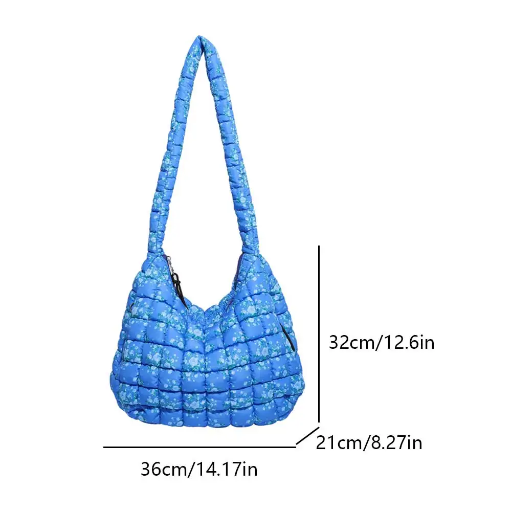 Quilted Puffer Bubble Tote Bag for Women with Zipper