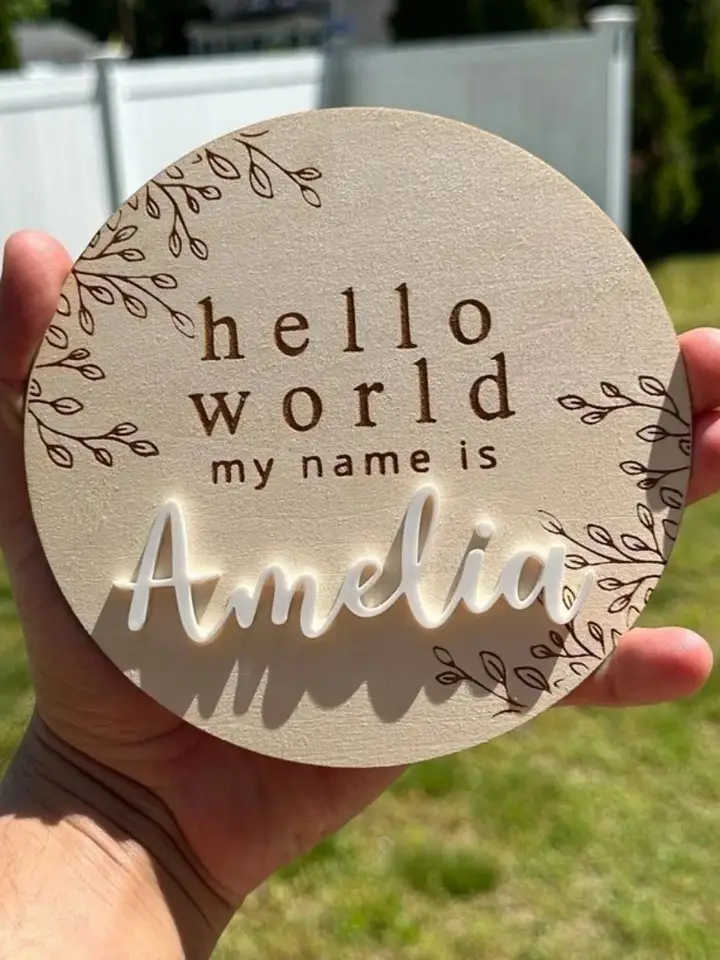 Panneau En Bois Hello World Pour Nouveau-né, Décoration De Chambre D