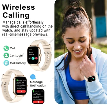 Smart watch full touch screen, sports watch, can answer and make calls, with message reminders, customizable dial wallpaper and 3