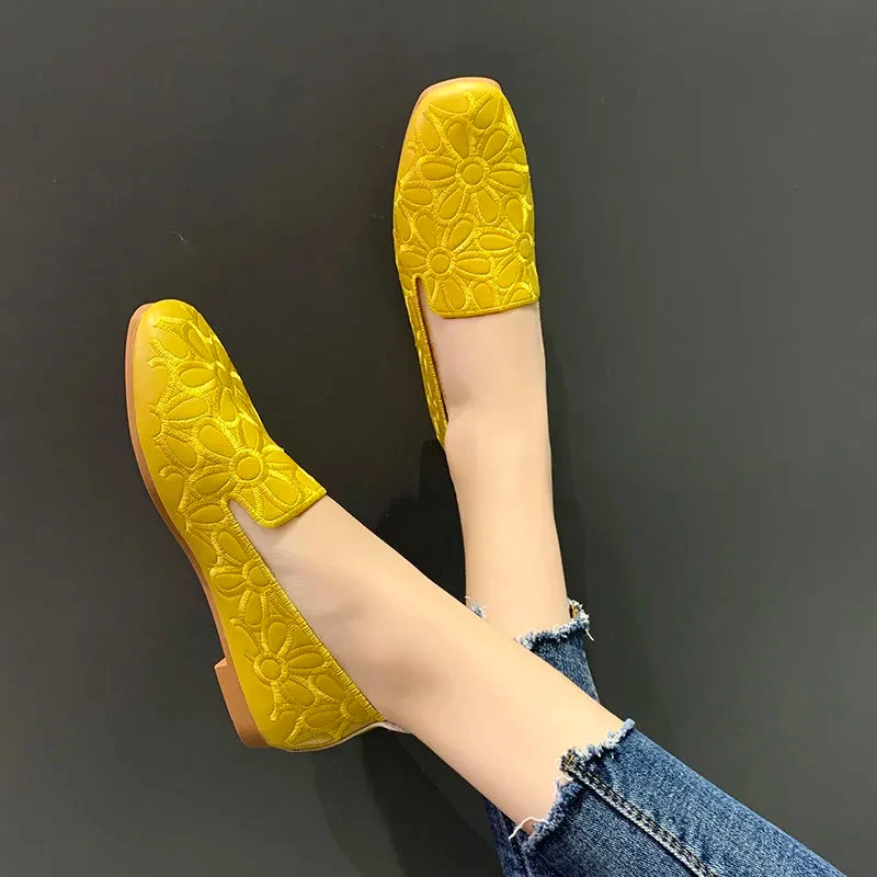 Women Flats Casual Shoes Summer Leather Moccasin Loafers Ballet