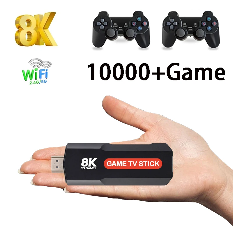 

X2 Video Game Stick Dual System Android 12 HD 8K TV Box WiFi 4G 5G Dual Wireless Controller 10000 Game G64 GBA FC PK Q9