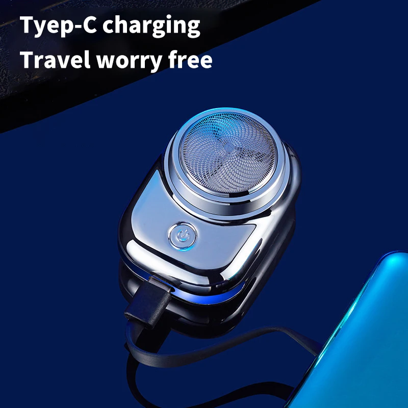 휴대용 미니 전기 면도기, 여행용 C타입 USB 충전 면도기, LED 블루 라이트, 세척 가능한 블레이드 헤드, 바디 헤어 트리머