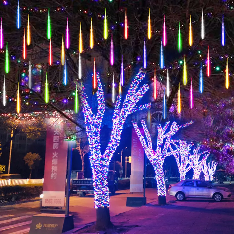 

30/50cm Meteor Shower LED String Light Outdoor Waterproof Fairy Lights Street Party Garland Christmas Tree Decoration Navidad