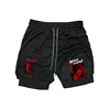 Anime Mutation 2-in-1 Gym Workout Shorts for Men Quick Stretchy Compression Shorts Fitness Running Jogging Athletic Activewear