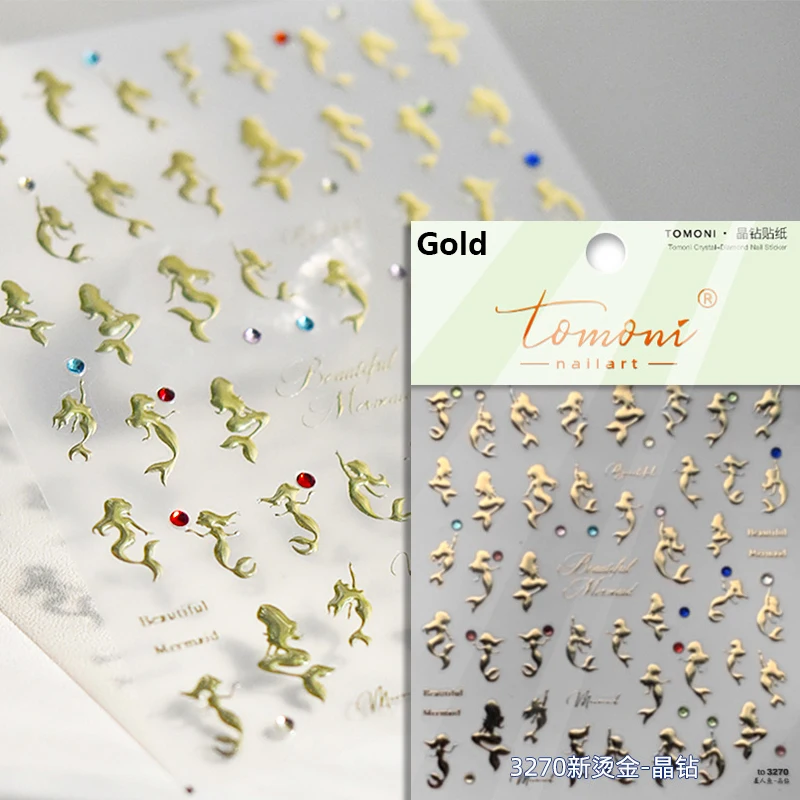Shimmering Ocean-Themed Nail Art Stickers with Little Red Fish and Goldfish Designs
