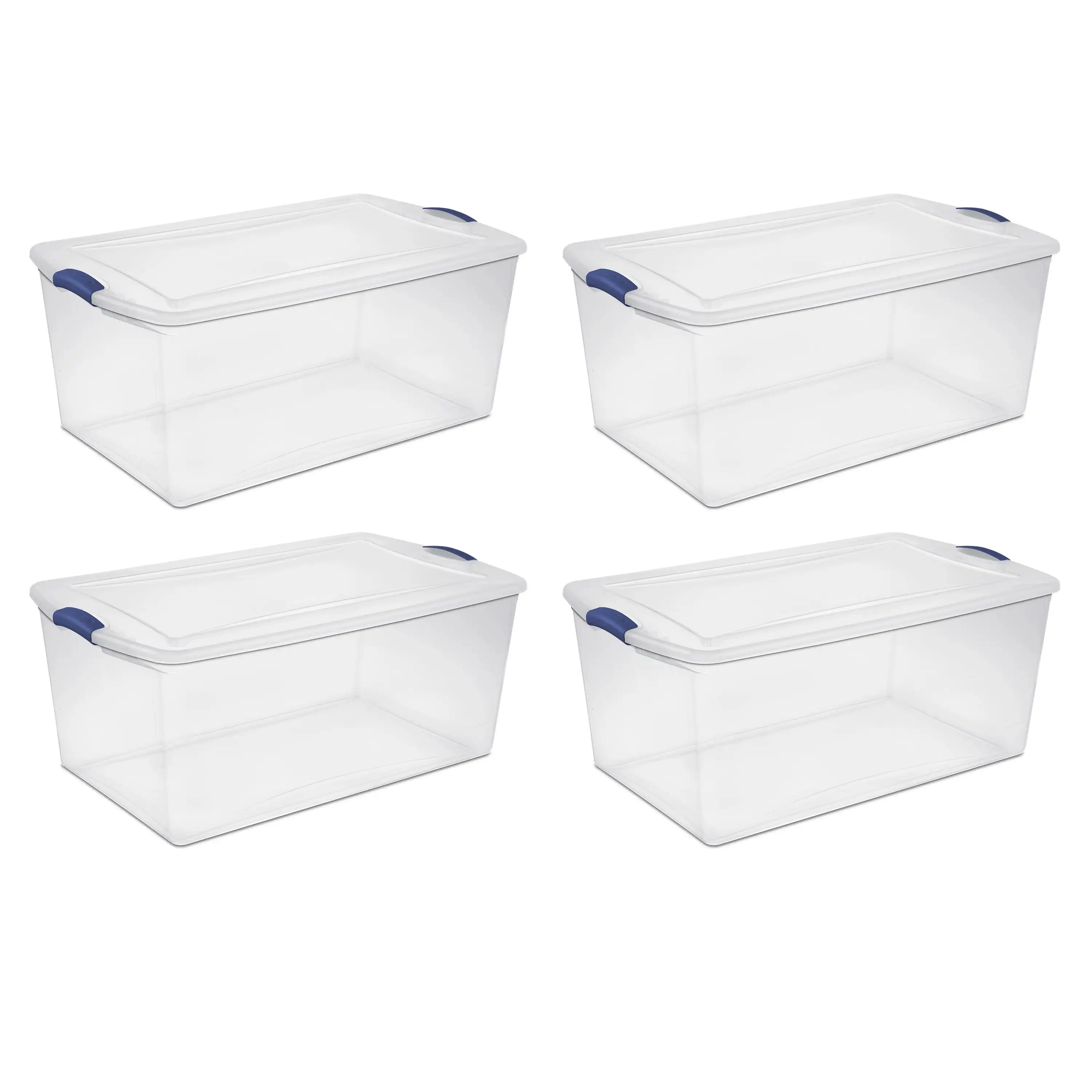 

105 Qt. Latch Box Plastic, Stadium Blue, Set of 4
