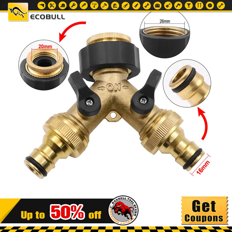

1pc High Quality Garden Two Way Diverter Brass Y Valve Professional One-point Two-ball Valve Nipple Type Diverter