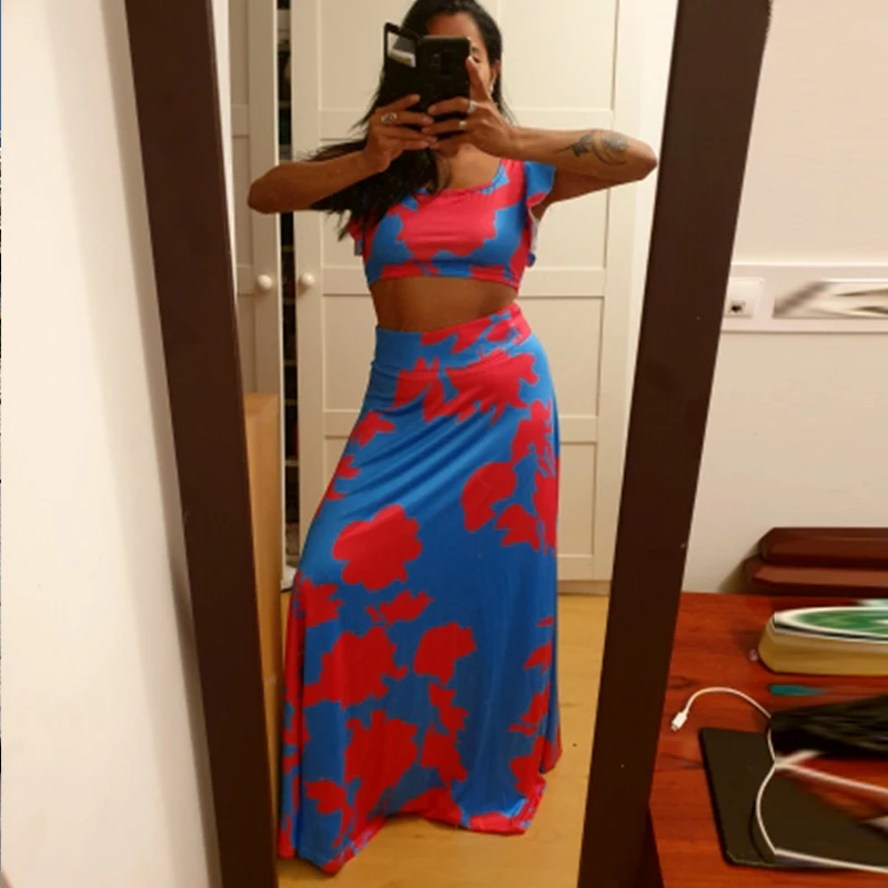 Superior + Cintura Verão Nova Moda Combinando Terno Impresso Boêmio Sexy Praia Saia 2 Peças Feminino Curto Alta Longo 2022 2 Computers & Electronics