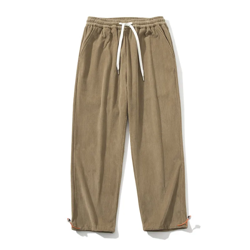 Corduroy Trousers Men'S Loose Straight Leg Trousers In Winter Men'S Sports Casual Trousers Drawstring Leggings