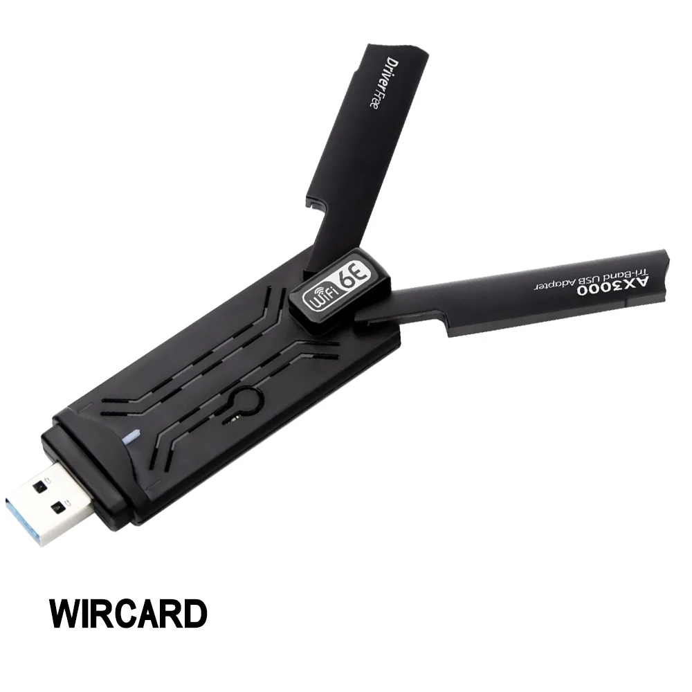 무선 네트워크 카드 와이파이 6E AX3000 USB 3.0 어댑터, 3000Mbps 트라이 밴드 2.4G, 5G, 6GHz, 와이파이 6 동글 드라이버 무료 Win10/11