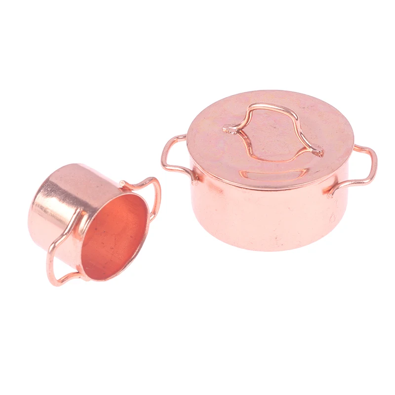 

1pc 1:12 Dollhouse Kitchen Accessories Mini Alloy Pot with Lid Doll House Miniatures Accessories Mini Kitchenware